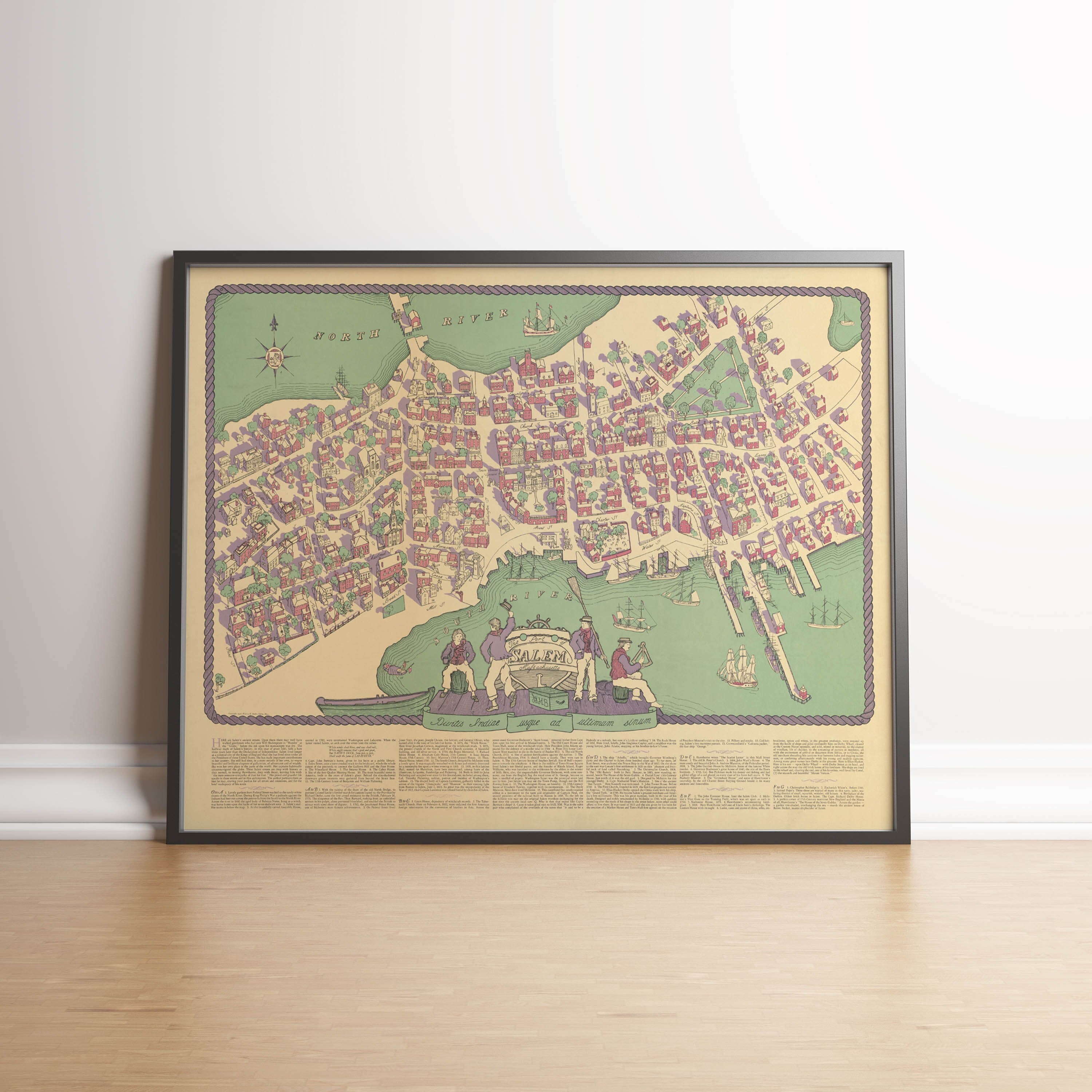 Map of The Port of Salem Massachusetts 1930 Old Map Wall Etsy