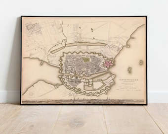 Vintage Copenhagen Map Print: 1837 Fine Art Poster