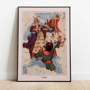 Carte historique et picturale de la Russie| Impression d’art mural de vieille carte| Impression d’art encadrée| toile murale de carte vintage| Impression murale| Impression d’affiche