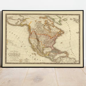 Historische Karte von Nordamerika 1821| Alte Karte Wanddeko | Vintage Karte Wandkunst| Posterdruck | Gerahmter Kunstdruck| Leinwanddruck Karte