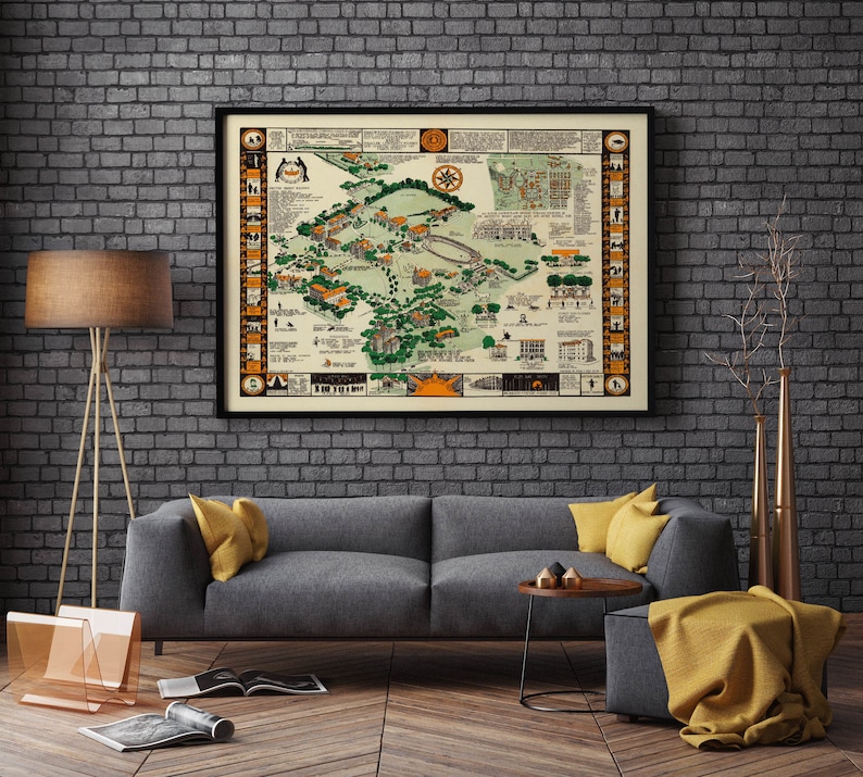 Map of Syracuse University Campus in 1928 Graduation Gifts Syracuse University Wall Art Print Canvas Print Wall Decor Pull Down Map image 2