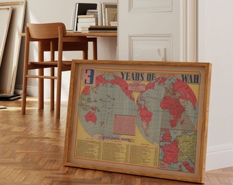 World War 2 Map Print| Poster Print| WW2 Maps| Canvas Art| War Maps| Art History| wwii Map Poster| Framed Wall Prints