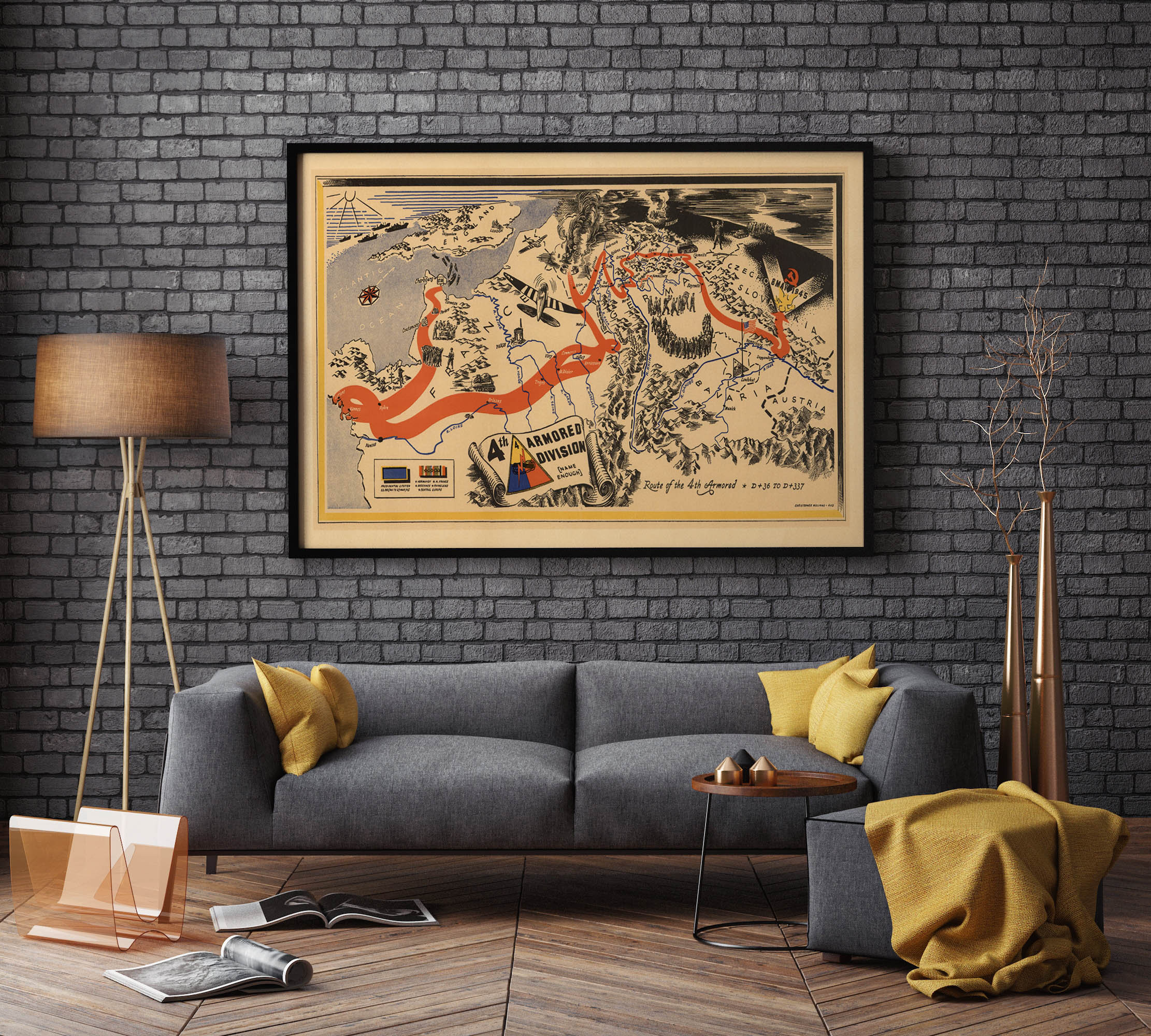 WWII 4th Armored Division Map: Vintage Military Canvas Print - Etsy