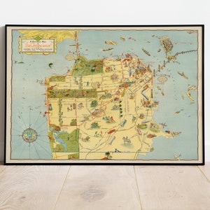 San Francisco Karte Print | Kunstgeschichte| 1939 San Francisco Karte Wand Kunst| Gerahmte Kunst| Leinwand | Poster Kunst| Kunstdruck | Stadt Karte Wandbilder