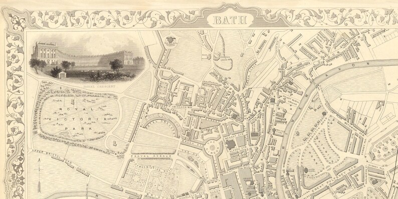 Bath Map Bath England England Old Map Bath City Map | Etsy
