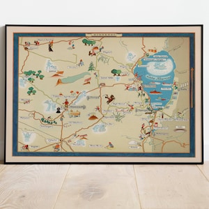 Kinneret Map Print | Israel Landkarte Poster| Kunstdruck auf Leinwand | Pull Down Karte| Israel Karten Wandbild | Naher Osten Karten Wandkunst