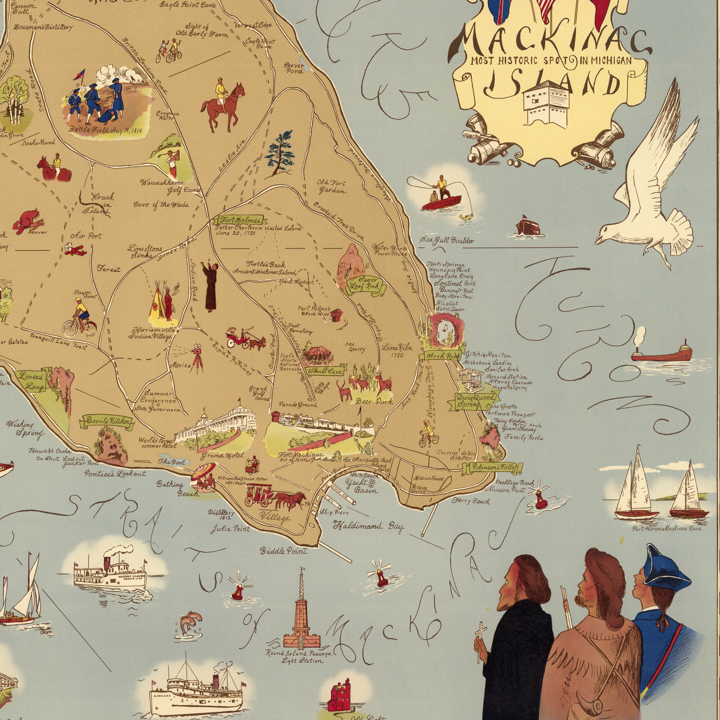 Mackinac Island Map Print Canvas Print Wall Art Michigan Etsy