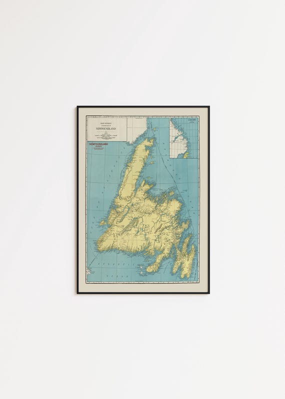 Vintage Newfoundland Map Poster: Canada Wall Art Print