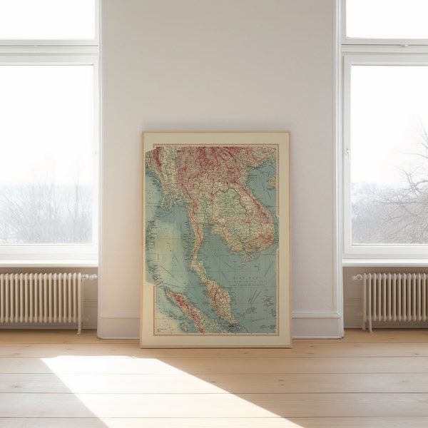 Geographical Map of Indonesia, Thailand and Malaysia| Map Wall Decor| Map Wall Art| Poster Print| Map Wall Print| Framed Print| Canvas Print