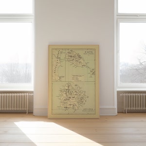 1853 Impresión de mapas de las Islas de Antigua y San Cristóbal/ Póster de mapas de las Indias Occidentales/ Impresión de pared de mapas antiguos/ Impresión de lienzo Arte de pared/ Impresión de mapas vintage