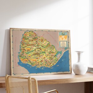 Mapa histórico de Uruguay/ Mapas de Uruguay/ Impresión de carteles/ Impresión de pared enmarcada/ Decoración de pared con impresión de lienzo/ Póster de pared/ Arte de pared de mapa vintage