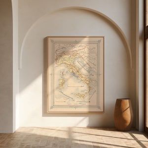Carte ottomane de l’Italie 1868| Décor mural de vieille carte| art mural de carte vintage| Impression d’affiche| Impression d’art encadrée| Tableau sur toile Carte