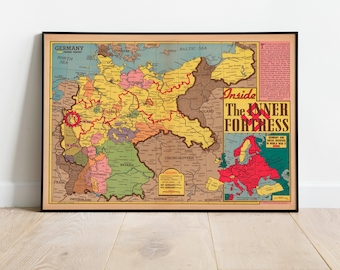 World War 2 Map Print| Poster Print| WW2 Maps| Canvas Art| War Maps| Art History| wwii Map Poster| Framed Wall Prints