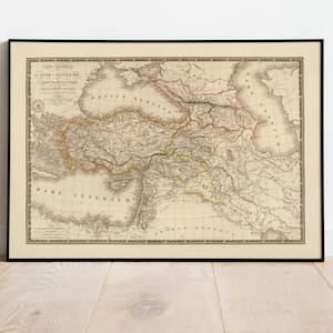 Mapa histórico de Asia Menor 1822/ Decoración de pared de mapa antiguo/ Arte de pared de mapa vintage/ Impresión de póster/ Impresión de arte enmarcado/ Mapa de impresión de lienzo