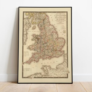 Historical Map of England and Wales 1828| Old Map Wall Decor| Vintage Map Wall Art| Poster Print| Framed Art Print| Canvas Print Map