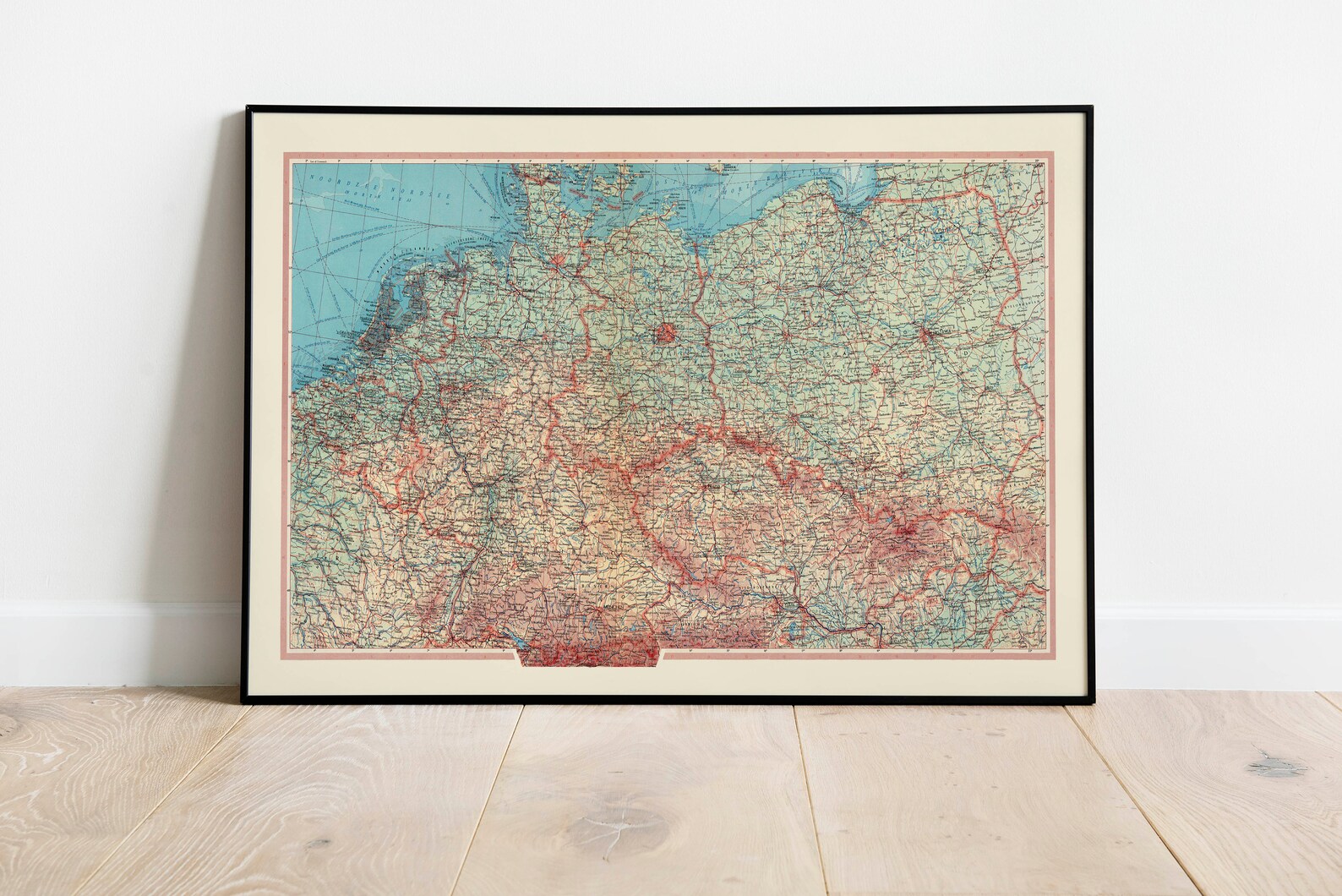 Geographical Map of Central Europe Map Wall Decor Map Wall Etsy