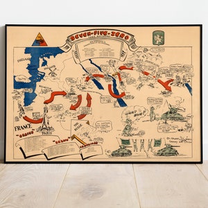 Karte vom 2.Weltkrieg in Europa| WW2 Kartendruck | Leinwandbild | WWii Wandbild | Wandposter| Poster Vintage
