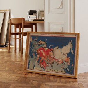 Karte von Bolschewiken annektiert Sibirien und Fernost| Alte Karte Wanddeko | Vintage Karte Wandkunst| Posterdruck | Gerahmter Kunstdruck| Leinwanddruck Karte