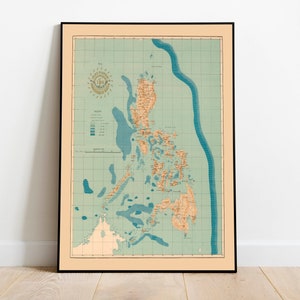Philippine Islands Map Wall Print | Philippinen Karte Poster Wand-Dekor | Philippinen Kunst auf Leinwand | Manila Map Print Wandkunst