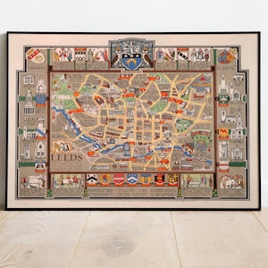 Leeds Map Print | Fine Art Prints| 1626 Leeds Karte Wandkunst| Gerahmte Wandkunst| Leinwandbild | Poster Kunst| Drucke Wandkunst| Stadt Karte Wandbilder