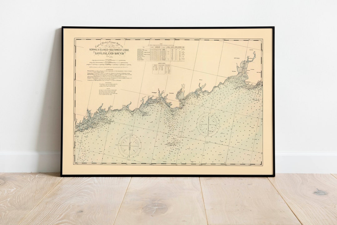 Nautical Chart of Norwalk Islands to Southwest Ledge 1893 Map Wall