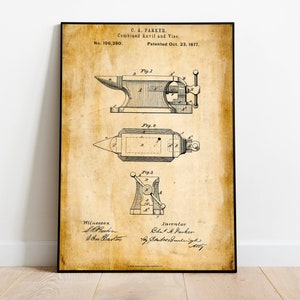 Anvil Patent Print| Framed Art Print| Vintage Poster Wall Decor| Art Canvas| Wall Poster| Wall Art Prints| Wall Prints