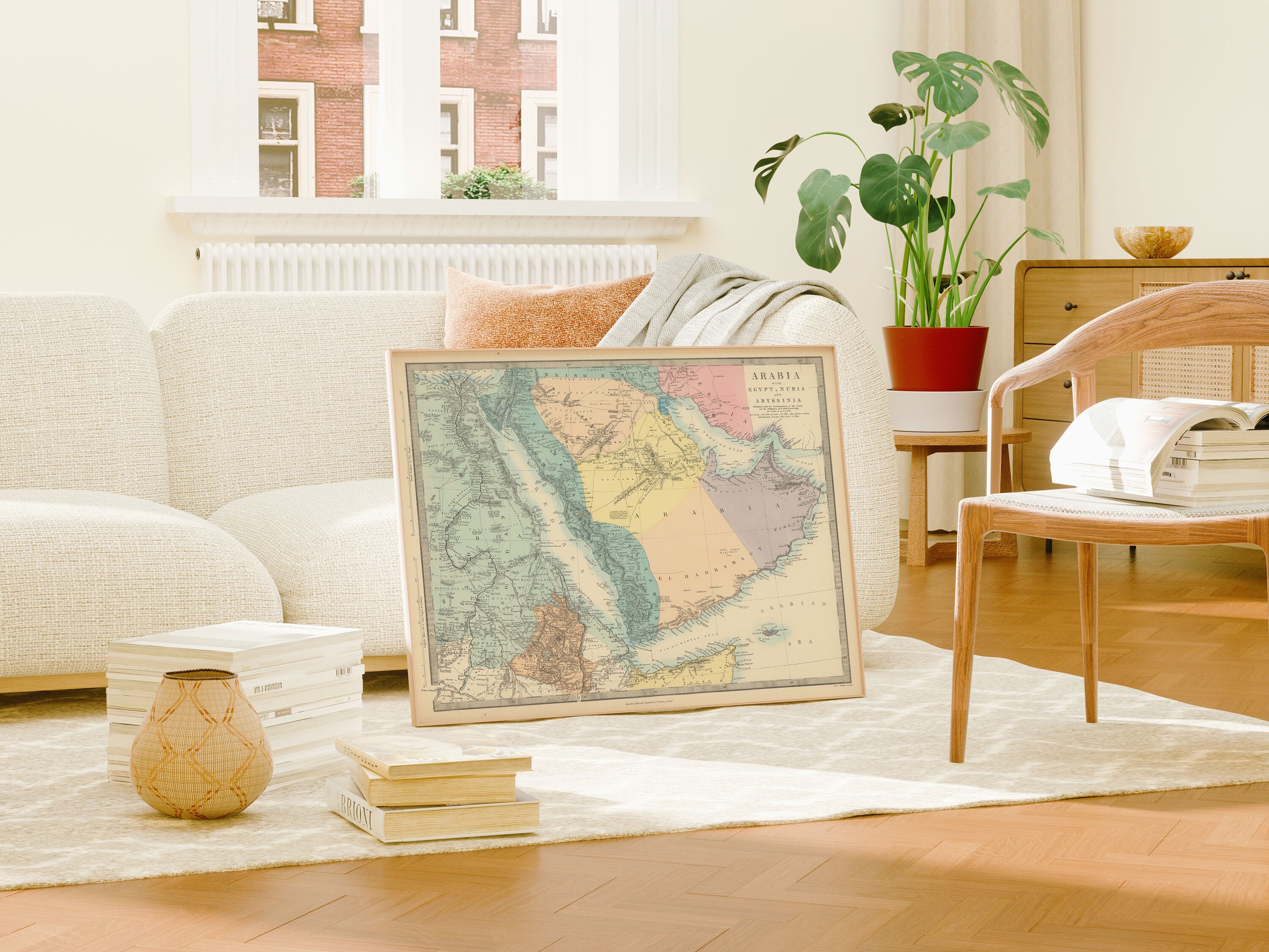 Map of Arabia with Egypt Nubia and Abyssinia 1872| Map Wall Decor| Vintage Map Wall Art| Poster Print| Framed Art Print| Canvas Print Map