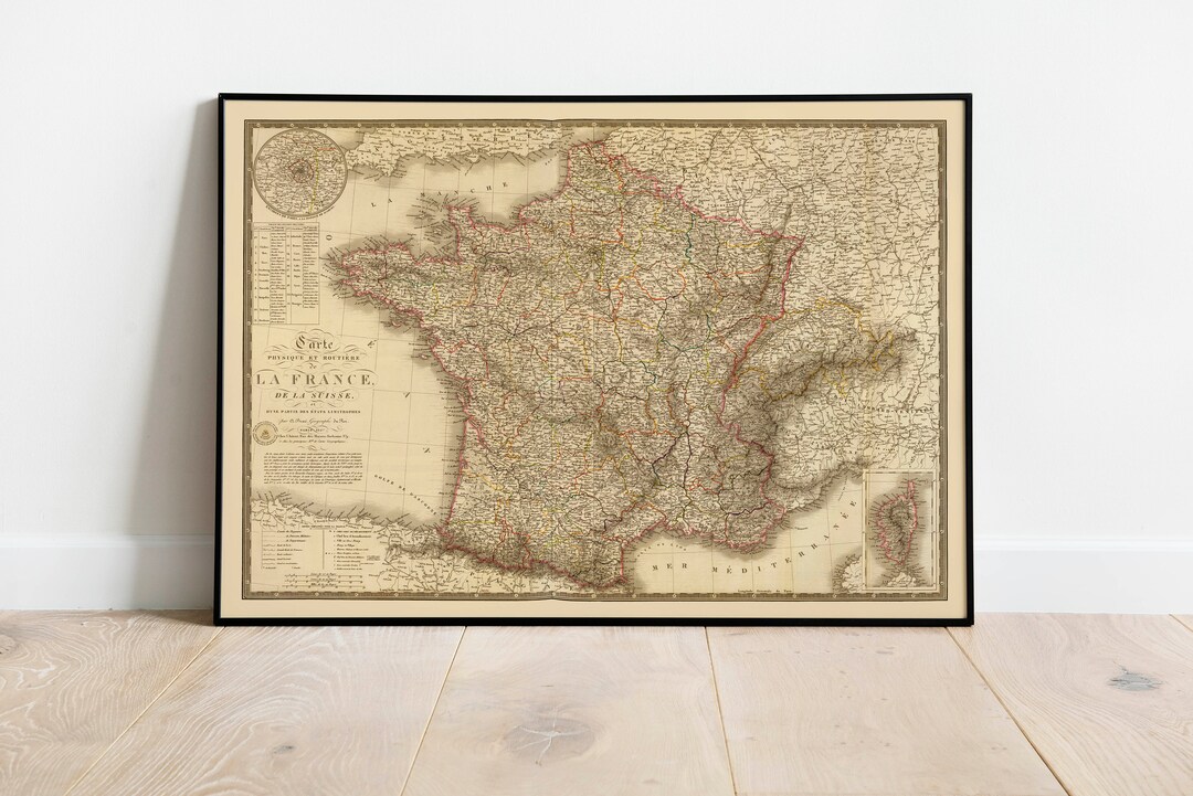 Vintage France Map Print 1827: Antique Wall Art - Etsy