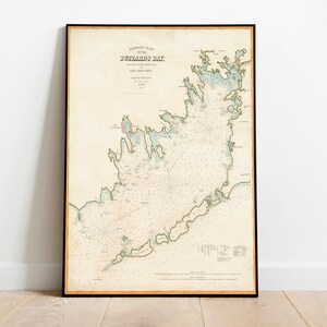 Stampa da parete della mappa di Buzzards Bay/ Mappa del Massachusetts del 1876/ Stampa poster/ Stampa su tela Arte da parete/ Poster di arte da parete con mappa antica/ Decorazione da parete con mappa incorniciata