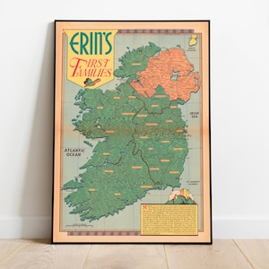 Irland Karte Print| Kunstgeschichte| 1946 Irland Karte Wand Kunst| Gerahmte Wandkunst| Leinwandbild | Poster Kunst| Drucke Wandkunst| Landkarte Wandbilder