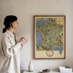 Vintage France Map Print: Gastronomic Touristic Gallery Wrap Canvas image 8