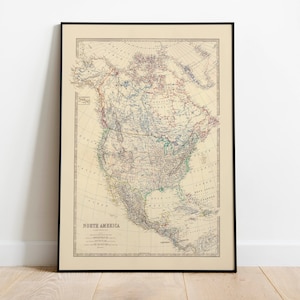 Zusammengesetzte Karte von Nordamerika 1861| Alte Karte Wanddeko | Vintage Karte Wandkunst| Posterdruck | Gerahmter Kunstdruck| Leinwanddruck Karte