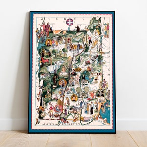 New Hampshire and Vermont Map Print | Vermont Leinwand Wandkunst | New Hampshire Canvas| Vintage Karte Wandbild | Poster Vintage