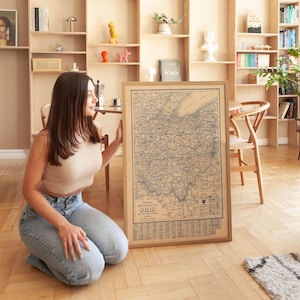 Mappa delle strade dell'Ohio 1926 Stampa poster incorniciata Stampa artistica su tela Decorazione murale