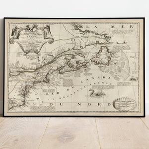 Carte de la partie est du Canada 1689| Décor mural de vieille carte| art mural de carte vintage| Impression d’affiche| Impression d’art encadrée| Tableau sur toile Carte