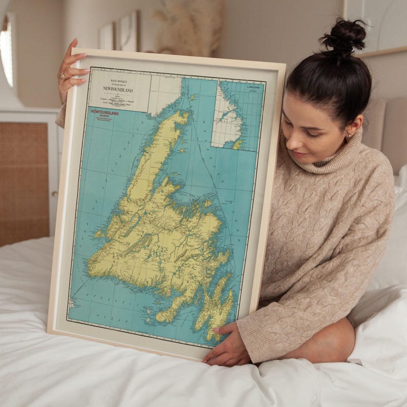 Vintage Newfoundland Map Poster: Canada Wall Art Print image 10