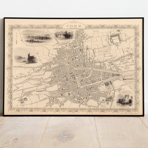 Impressão de mapa em cortiça| Impressões de belas artes | Arte de parede com mapa de cortiça 1851 | Arte de parede emoldurada | Arte em tela | Arte do pôster | Impressões de arte de parede | Impressões de parede de mapas da cidade