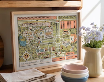 ヴィンテージ シカゴ動物園地図 アートプリント - Etsy 日本