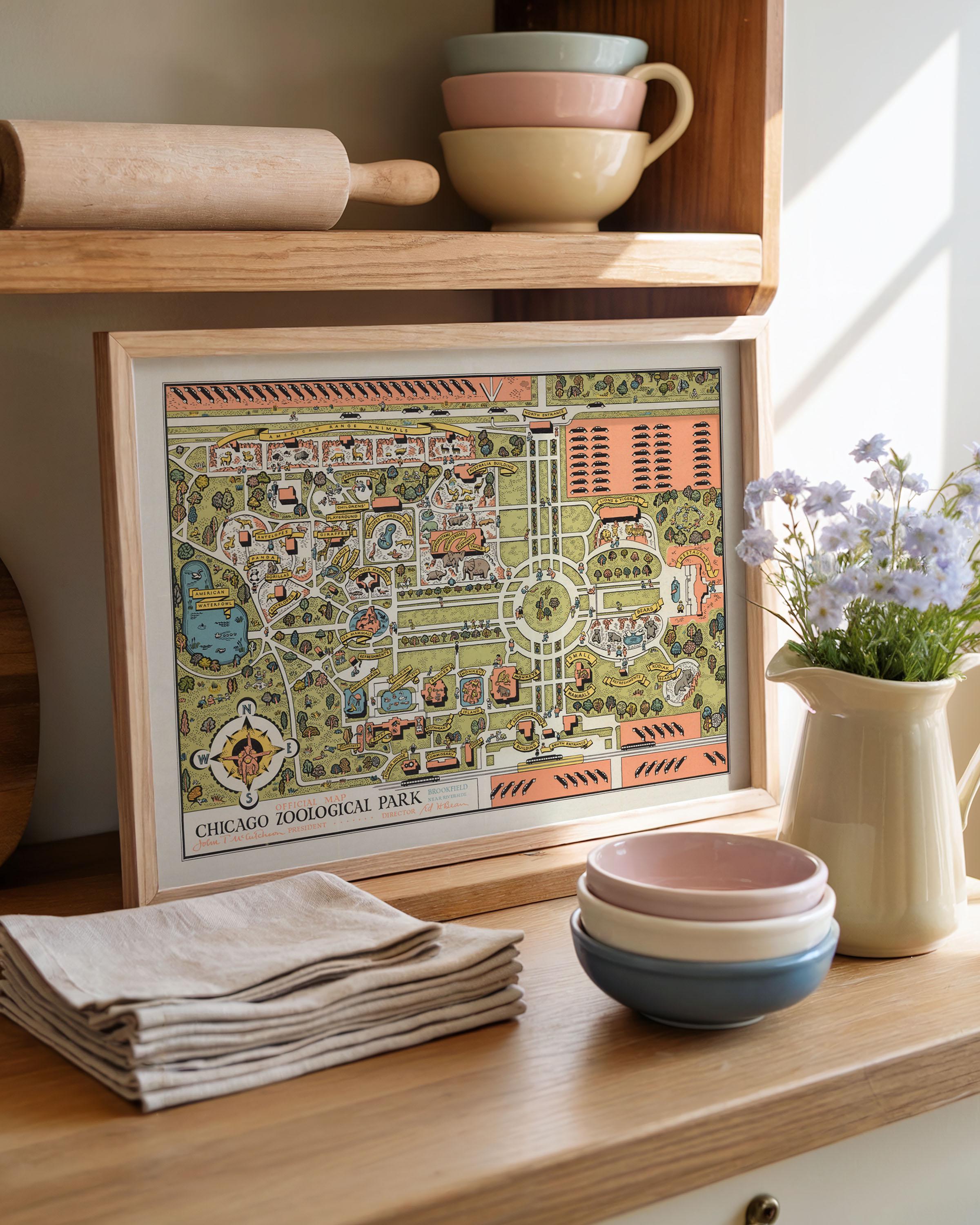 ヴィンテージ シカゴ動物園地図 アートプリント - Etsy 日本