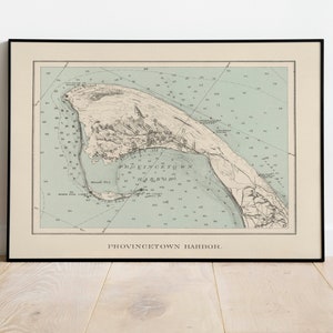 Karte von Provinztown Harbour 1892| Alte Karten von Massachusetts | Leinwand Karte Wandkunst| Vintage Karte Wandbild | Poster Art