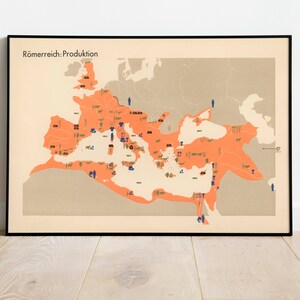 Mapa histórico del Imperio Romano / Impresión de arte enmarcada / Impresión de pared del mapa del Imperio Romano / Decoración de la pared del arte del lienzo / Póster vintage / Póster de la pared del mapa