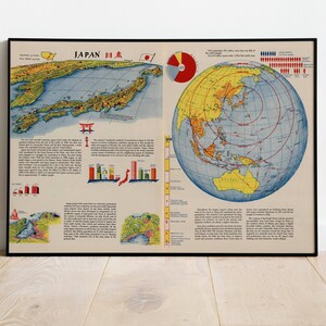 Vintage Japan Map Print: 1944 Wall Art