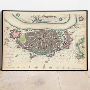 Antwerp City Map Wall Print| Framed Map Wall Decor| 1832 Antwerp Map Art Print| Poster Print| Canvas Print Wall Art| Map Wall Art Poster