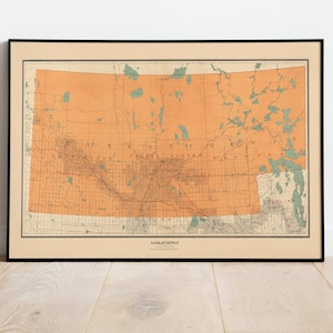 Saskatchewan Karte Wand Print | 1903 Saskatchewan Karte| Posterdruck | Kunstdruck auf Leinwand | Alte Karte Wand Kunst Poster | Gerahmte Landkarte als Wanddeko