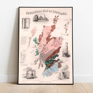 Impression de carte d’Écosse| Tirages d’art| 1850 Ecosse Carte Wall Art| Art mural encadré| Art sur toile| Affiche d’art| Imprime l’art mural| Impressions murales de cartes