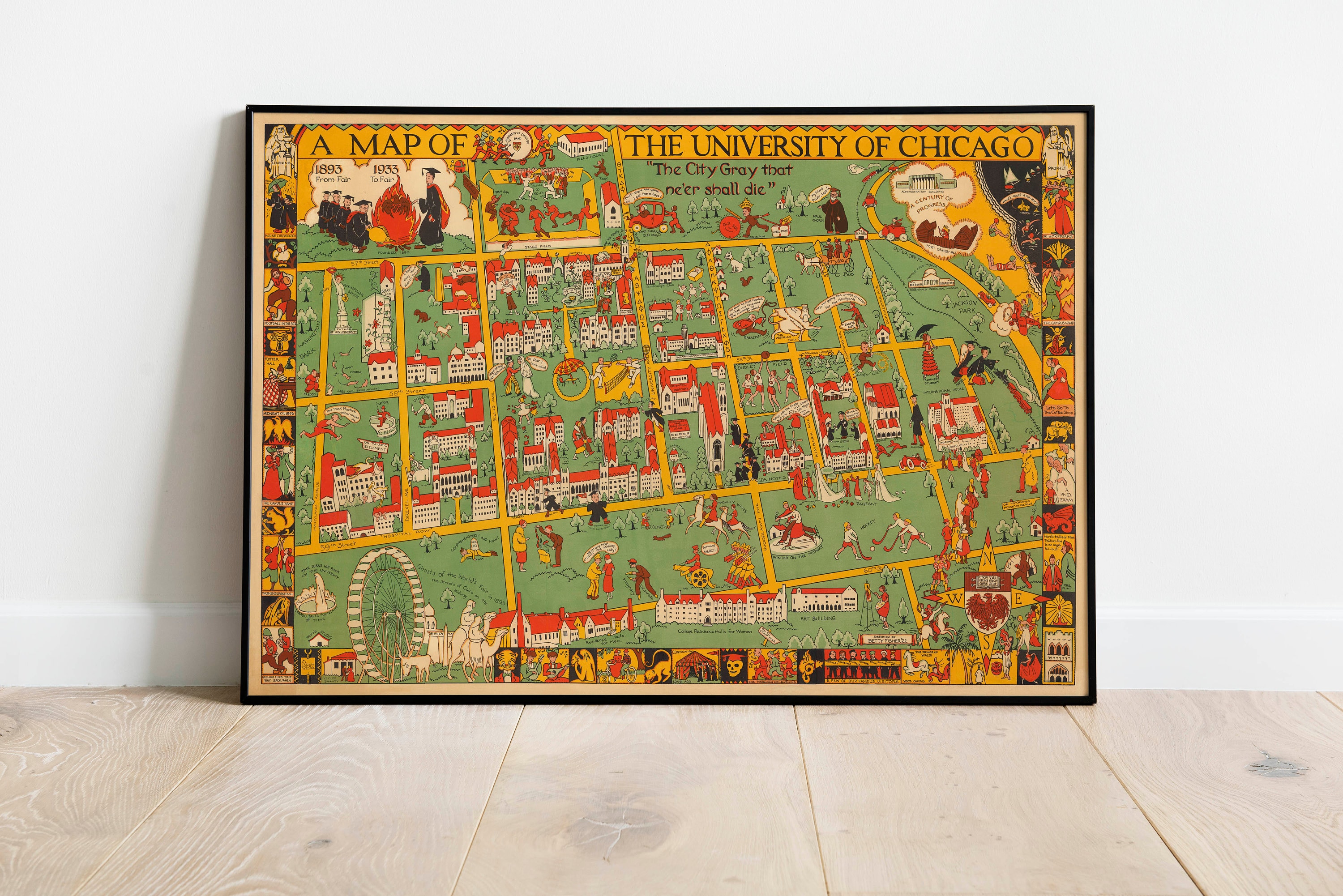 Chicago University Map Print Art History 1932 Chicago Etsy