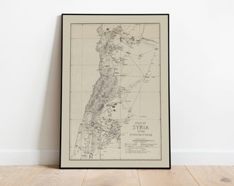 Map of Syria| Wall Art Print| Framed Art Print| Syria Map Wall Decor| Canvas Art Wall Decor| Historical Maps Wall Poster