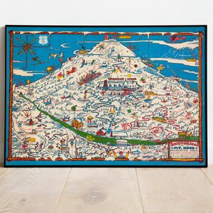 Impresión de mapa de Mount Hood / Impresión de pared de mapa de Mount Hood / Arte de pared de lona de Oregon / Arte de póster vintage / Decoración de pared de Mount Hood