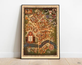 Map of Harvard University and of Radcliffe College| Wall Art Print| Wrapped Canvas| Graduation Gift| Vintage Poster Print