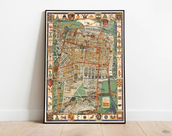 Mexico City Map Print| Art History| 1932 Mexico City Map Wall Art| Framed Art| Canvas Art| Poster Art| Prints Wall Art| City Map Wall Prints